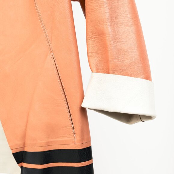 Marni R/15 Peach Leather Tulip-Print Jacket - Picture 6 of 12